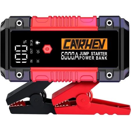 CARHEV Arrancador de Coches 6000A, 26800mAh Arrancador de Baterias de Coches (para 10.0L de Gasolina o 10.0L de Diésel) 12V