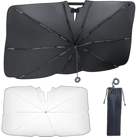 Parasol para Parabrisas de Coche, Parasol Plegable Que No Bloquea El Espejo Retrovisor, Protección UV, Plegable y Fácil de