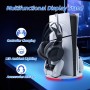 Mcbazel Soporte Vertical PS5 Slim con Luz Ambiental LED, Base de Carga Rápida para Dos Controladores con Accesorios Gancho