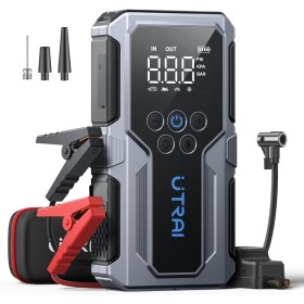 4-en-1 Arrancador de Baterias de Coche,4000A Arrancador de Coches con Compresor de Aire de 150 PSI/18W Carga Rápida y Pantalla