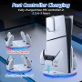 Mcbazel Soporte Vertical PS5 Slim con Luz Ambiental LED, Base de Carga Rápida para Dos Controladores con Accesorios Gancho