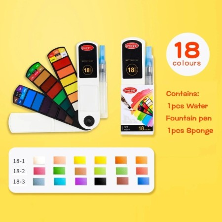 Juego de pintura de acuarela de 12/24/36/48 colores con pinceles de ag