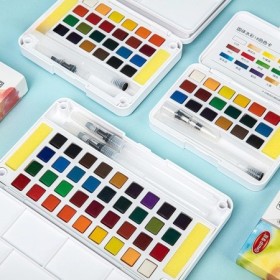 Juego de pintura de acuarela de 12/24/36/48 colores con pinceles de ag