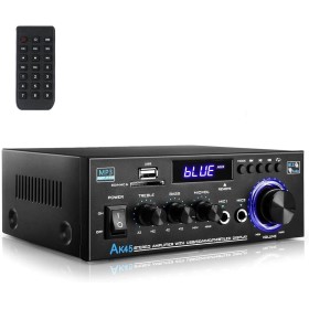 Romicta Amplificador Audio HiFi Estéreo 600W 2 Canales, Bluetooth 5.0, 12V/220V, Pantalla LCD, Alta Fidelidad, Radio FM