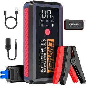 CARHEV Arrancador de Coche, 5000A Arrancador de Baterias de Coche (para 8.0L de Gasolina o 8.0L de Diésel) 12V Booster Jump