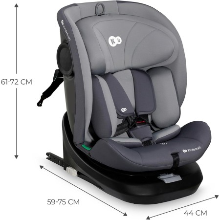 Kinderkraft I-GROW Silla de coche, I-SIZE 40-150 cm, Isofix, Silla coche bebé, para niños, Ajustable, Sillade, RWF, FWF, Asiento