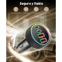 4-Puerto 90W Cargador Coche Carga Rapida, Dual USB-C & USB-A PD/QC Adaptador Movil Mechero Tipo-C Cargador Coche para iPhone