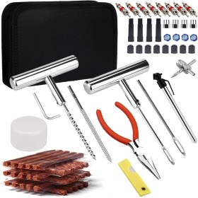Kit Reparación Neumáticos,70pcs Kit Repara Pinchazos Coche,Kit Antipinchazos Moto,Herramienta Reparacion Pinchazos con 30pcs