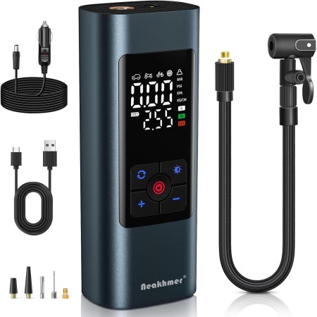 Neakhmer Mini Compresor De Batería Bomba De Aire: Bomba De Aire Eléctrica De 150 PSI, con Función De Desinflado, Bomba Portátil