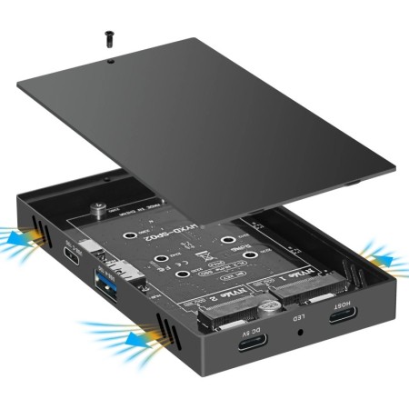 Caja de protocolo Dual M.2 SSD PCIe NVME HDD estación de acoplamiento 