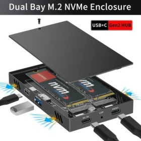 Caja de protocolo Dual M.2 SSD PCIe NVME HDD estación de acoplamiento 