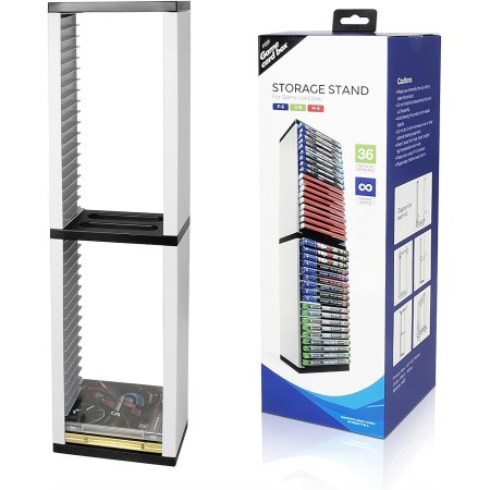 SOONHUA Estante de disco para videojuegos,cajas de almacenamiento de DVD, soporte de torre de almacenamiento de juegos de 36