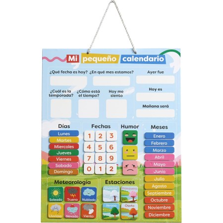 chuckle - Calendario Magnético Infantil con Estaciones, Fechas Y Tiempo (En Español) - 40x32 Cm - Juego Divertido De Aprendizaje