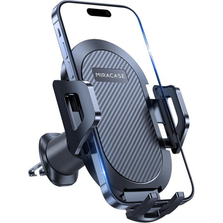 Miracase 2025 Soporte Movil Coche [Gancho Metálico Resistente] Suporte Telemovel Carro en Rotación 360° y Manejo con una Sola