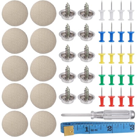 Zocipro Chinchetas Techo Coche, 65Pcs Botones Reparación Techo Coche, Remaches Retención Hebilla con 65 Pasadores de Colores 1