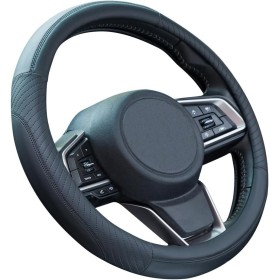 ZATOOTO Funda Volante Cuero - Funda Volante Coche Universal, Antideslizante, Duradera, Negro