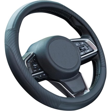 ZATOOTO Funda Volante Cuero - Funda Volante Coche Universal, Antideslizante, Duradera, Negro