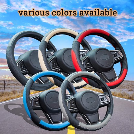 ZATOOTO Funda Volante Cuero - Funda Volante Coche Universal, Antideslizante, Duradera, Negro