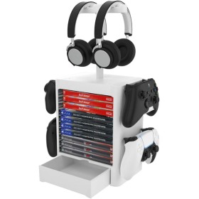RIXOW Soporte Multifuncional de Almacenamiento de Juegos, Rack de Almacenamiento en Disco de 10 Juegos con Cajón, Soporte para
