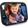 Funbliss Espejo Coche Bebe,Espejo Coche Bebe Asiento Trasero,Con Vclara y Amplia, Instalación Rápida,360° Rotación,Vidrio