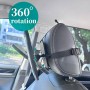 Funbliss Espejo Coche Bebe,Espejo Coche Bebe Asiento Trasero,Con Vclara y Amplia, Instalación Rápida,360° Rotación,Vidrio
