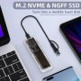 M.2 NVME PCIe NGFF SATA protocolo Dual SSD carcasa transparente USB ti
