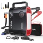 6500A 27000mAh Arrancador de Baterias de Coche con Compresor de Aire/18W Carga Rápida/Luz LED de 1600 lúmenes/160W DC