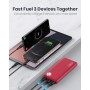 INIU Power Bank, Slimmest USB C Triple 3A de Alta Velocidad 10000mAh Bateria Externa, Bateria Portatil con Linterna para iPhone