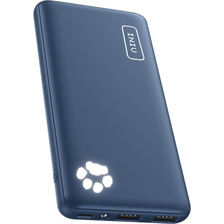 INIU Power Bank, Slimmest USB C Triple 3A de Alta Velocidad 10000mAh Bateria Externa, Bateria Portatil con Linterna para iPhone