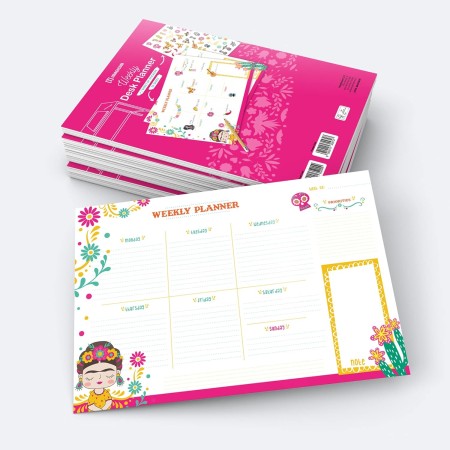 "Imagicom" VIVA LA VIDA Weekly Planner - Planificador de mesa con cuadrícula semanal, 54 hojas de arrancar + 1 hoja de