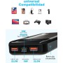 Batería Externa 27000mAh 22.5W PD3.0 QC4.0 Power Bank Carga Rapida, 3A USB C Cargador Portátil con Pantalla LED, 2 Entradas y 3