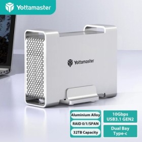 Caja de disco duro Yottamaster RAID de 1/2 bahía 2,5 "3,5" SATA SSD/HD