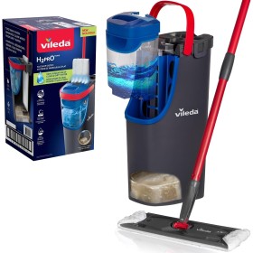 Vileda H2Pro Sistema de mopa Plana, Separación de Agua Limpia y Sucia, Diseño Que Ahorra Agua, Manejo con una Sola Mano,