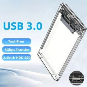 Caja transparente USB 3,0 a SATA III para disco duro portátil de trans