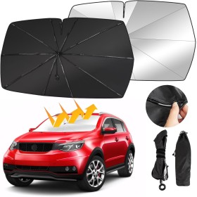 Oziral Parasol para Coche Ventana Delantera Plegable Parabrisas de Coche Parasol Cola de Paraguas con Resorte Plegable Adecuado