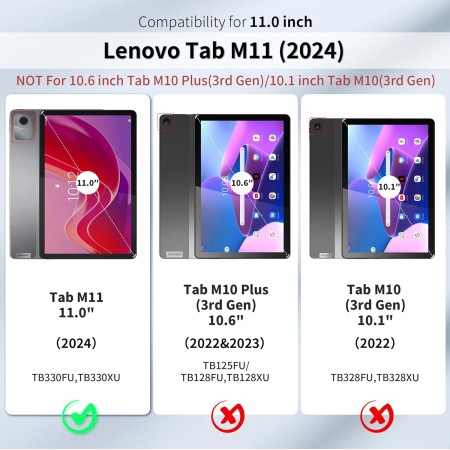 CACOE Funda para Lenovo Tab M11 TB330 2024, Cuero Ultrafino con Vidrio Templado Ultrafino, Capa para Lenovo Tab M11 11 Pulgadas