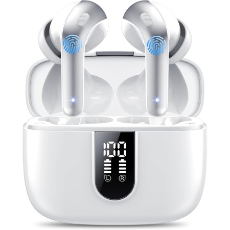 Auriculares Inalámbricos Bluetooth, Auriculares Bluetooth 5.3, 4 Mic con Reducción de Ruido ENC, 50H con Graves, Cascos