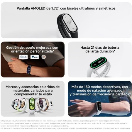 Xiaomi Smartband 10, Pantalla AMOLED de 1,72”, Carga rápida, 150+ Modos Deportivos, Monitorización de Salud y sueño, HyperOS