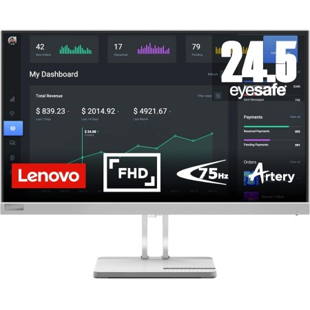 Lenovo L24m-40 - Monitor 24" FullHD con EyeSafe (IPS, 100Hz, 4ms, HDMI+DP, USB-C, Câble USB-C, Base Metálica) Ajuste de