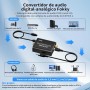 Convertidor Digital a Analógico, 192kHz DAC Audio Óptico Coaxial Toslink a Analógico Estéreo L/R y Jack 3.5mm con Cable Óptico