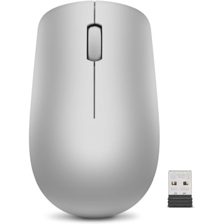 Lenovo 530 - Ratón Inalámbrico de 2.4 GHz, Receptor USB Nano, 1200 dpi, Ambidiestro, Gris Platino