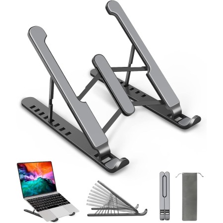 AOVUYCK-Store Soporte Portátil, 8 Ángulos Ajustable Ventilado Elevador Portátil, Laptop Stand con Plástico ABS, Silicona