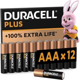 Duracell Plus pilas alcalinas AAA (paquete de 12), 1,5 V, LR03 MN2400