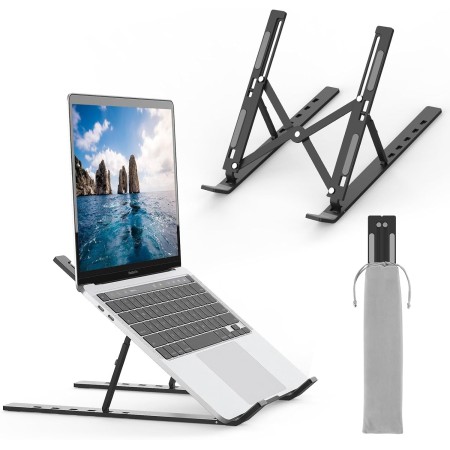 GRIFEMA GB1054 Soporte Portátil Plegable, 6 Ángulos Adjustable Elevador Portátil, Compatible con la Mayoría de los Portátiles de