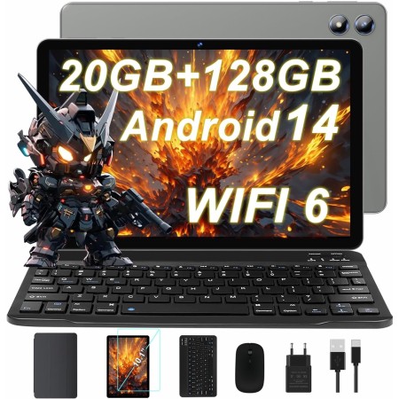 Newest Android 14 Tablet 10 Pulgadas, 20GB RAM + 128GB ROM (1TB TF), 5G+2.4G WiFi 6+ BT 5.0, Widevine L1, Octa-Core, 6000mAh,