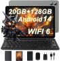 Newest Android 14 Tablet 10 Pulgadas, 20GB RAM + 128GB ROM (1TB TF), 5G+2.4G WiFi 6+ BT 5.0, Widevine L1, Octa-Core, 6000mAh,