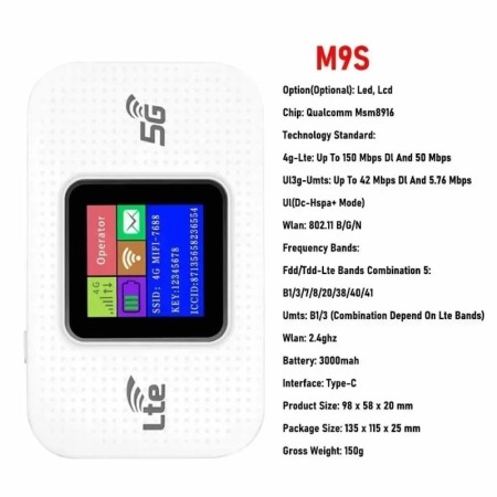 Enrutador WIFI móvil 4G/5G, enrutador inalámbrico 4G LTE de 150Mbps co