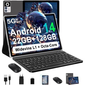 ZIOVO Android 14 Tablet 10 Pulgadas, 22GB RAM+128GB ROM (TF 1TB), 5G WiFi, Widevine L1/Octa-Core/2.0 GHz/8000mAh/Cuerpo