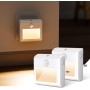 [2 Piezas]Luz Nocturna Infantil con Sensores de Movimiento y Crepusculares, Blanco Cálido, Brillo Ajustable, Modos AUTO/ON/OFF,