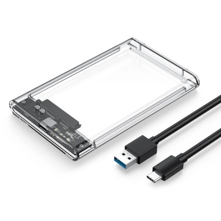 Caja HDD transparente USB 3,0 de 2,5 ", Micro Cable tipo C, caja de di